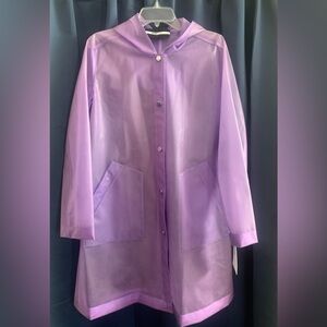 Jane Post Lilac Hooded Transparent Raincoat